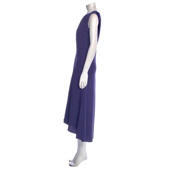 ALEXANDER McQUEEN  Midnight Blue Wool Crepe Midi A-Line Dress - Picture 4 of 5
